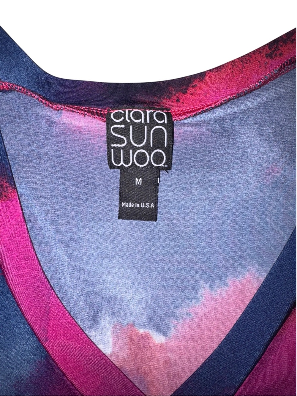 Clara Sun Woo M Abstract Watercolor Cold Shoulder Asymmetrical Tunic Top USA - Picture 4 of 7